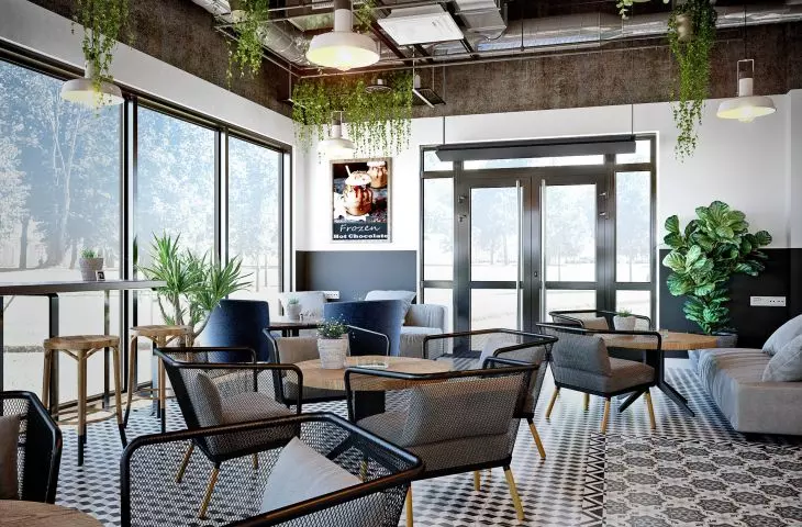 Slim air curtain with motion sensor - cafe