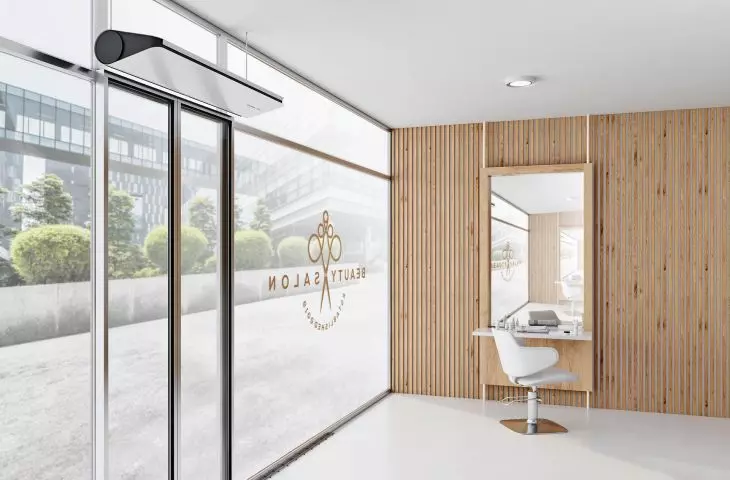 Slim air curtain with motion sensor - entrance to the fyzjera salon