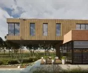 Wood and brick facade