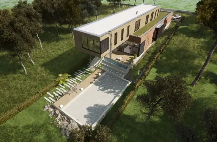 Design of a house on a narrow plot of land