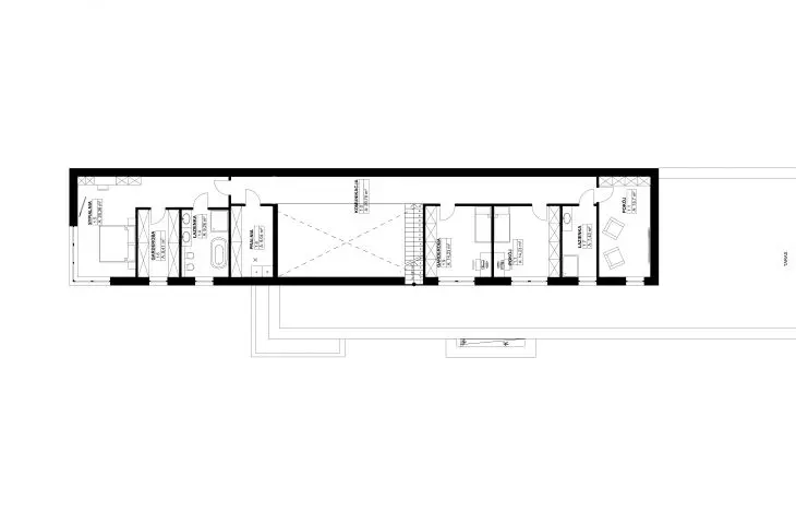 House with a waterfall, floor plan