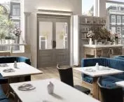 Slim air curtain with motion sensor - restaurant