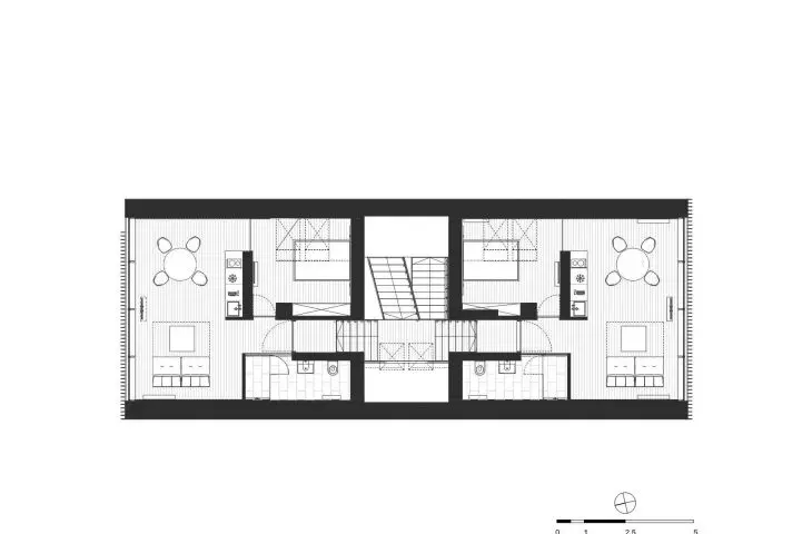 projection of the 2nd floor of the second building