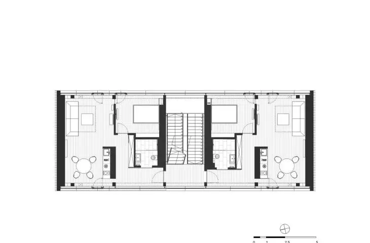 projection of the 1st floor of the first building