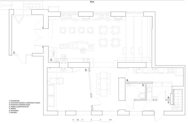 floor plan of the café after reconstruction