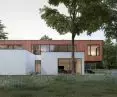 House K02, white first floor facade and corten floor