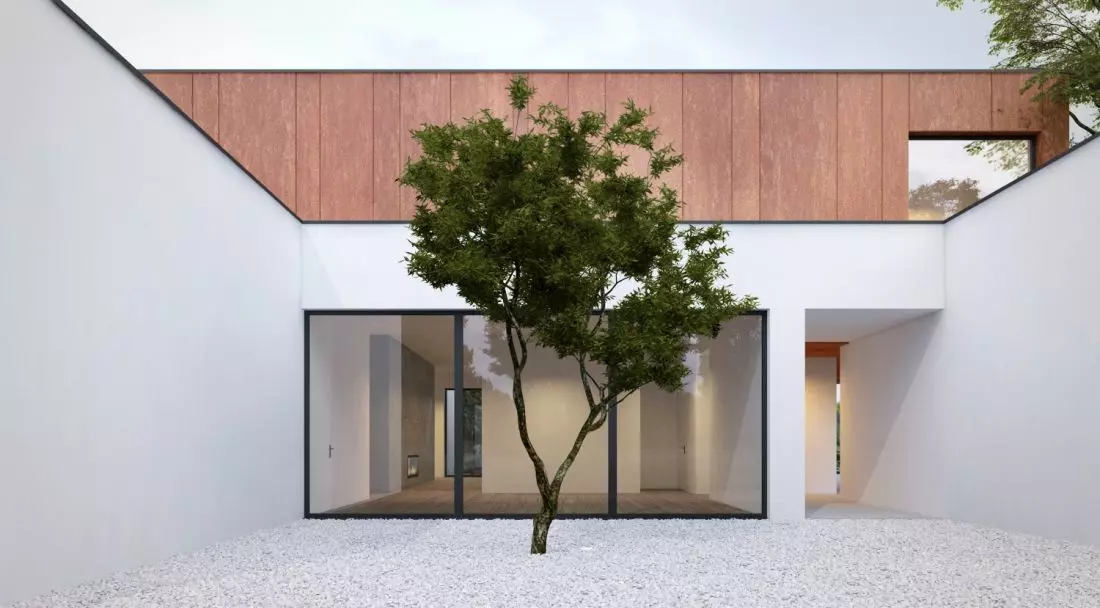 atrium z drzewem
