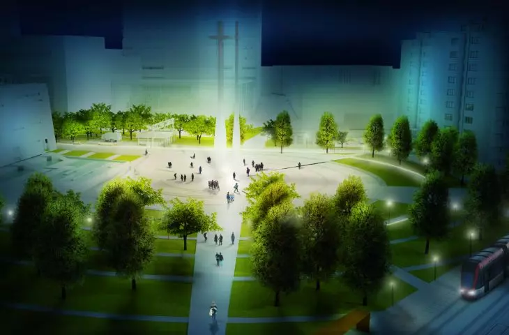 visualization, view of the Monument to Fallen Shipyard Workers