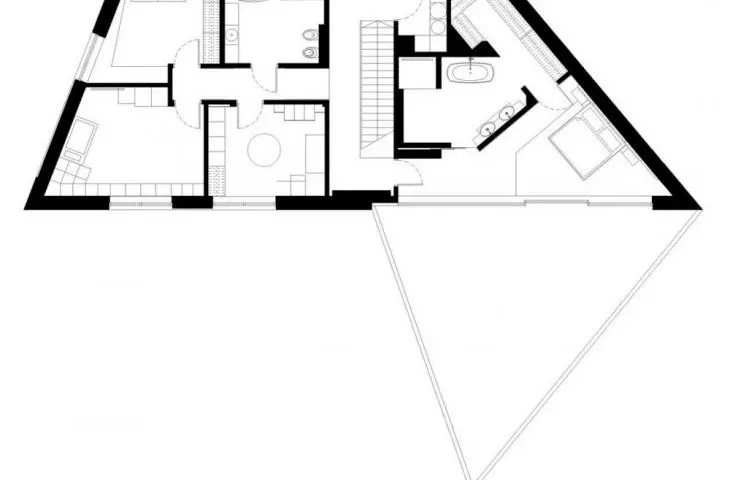 RE: TRIANGLE HOUSE, rzut piętra