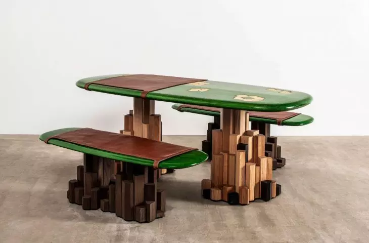 Ini Archibong used American cherry, American red oak and thermally modified red oak in the design