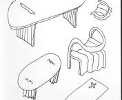 szkic projektu Humble Administrator’s Chair and Table, proj.: Studio Swine