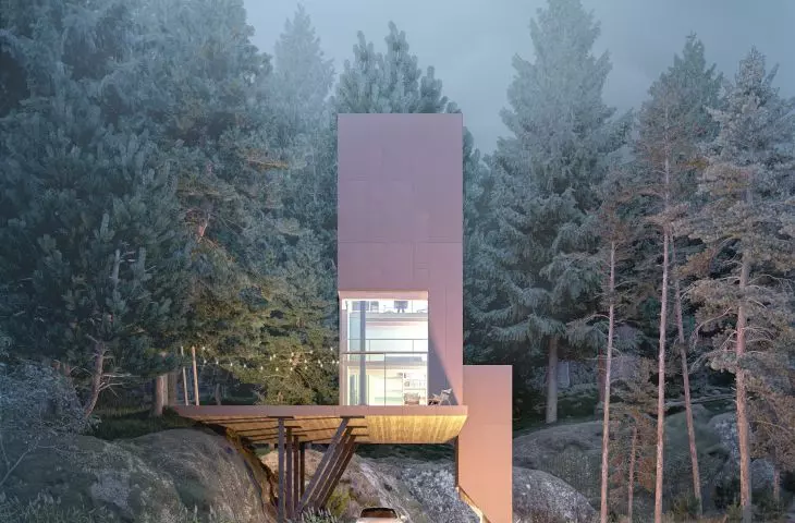 The building at night