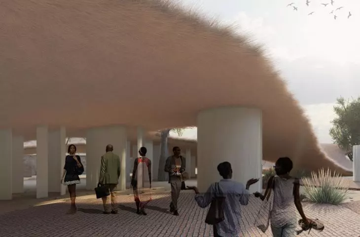 Visualization, part with corrugated roof