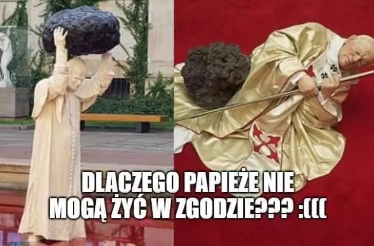 Mem based on works by Jerzy Kalina and Maurizio Cattelan