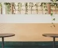 Coffee tables in a bakery