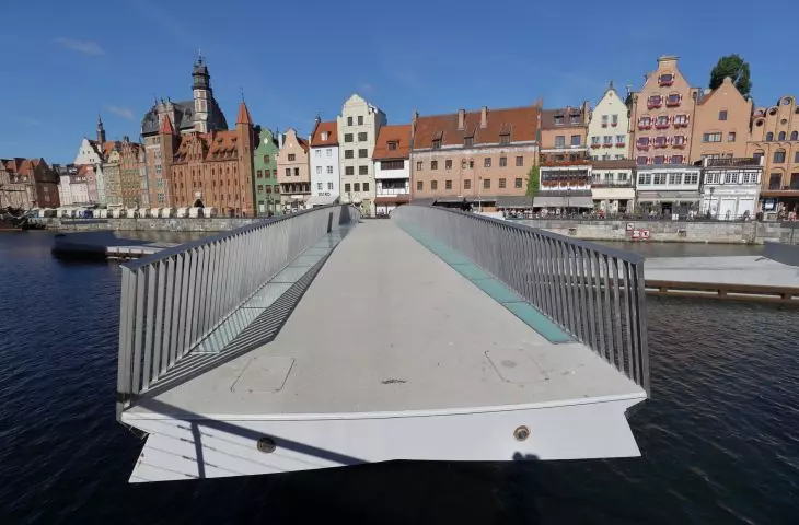 Open footbridge overlooking the city