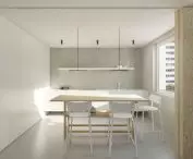 view of the kitchen and dining room