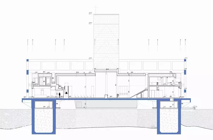Cross-section A of the monastery