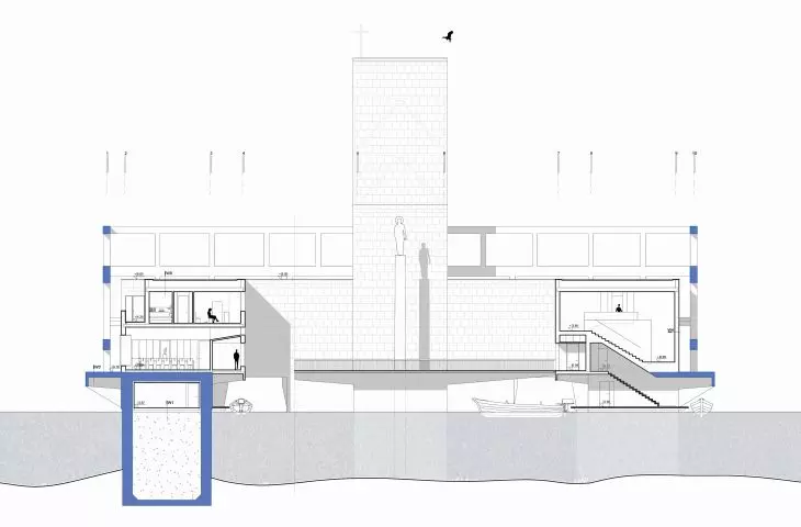 Cross-section B of the monastery