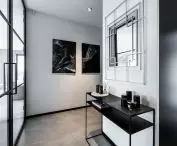 House on the Slope, interior and glass doors