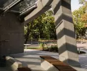 a fragment of the concrete and glass canopy