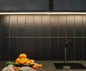 black furniture in the kitchen