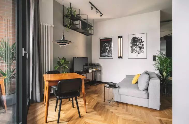 in a bright living room, distinctive decorative elements come to the forefront