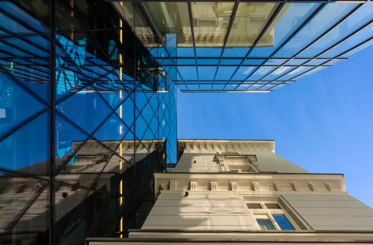new and old part of the building