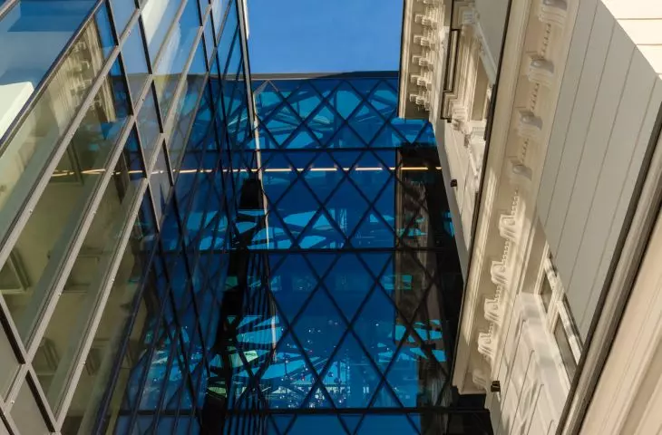 new and old part of the building
