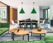 Living room with green accents