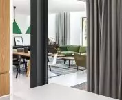 view from the kitchen to the living room