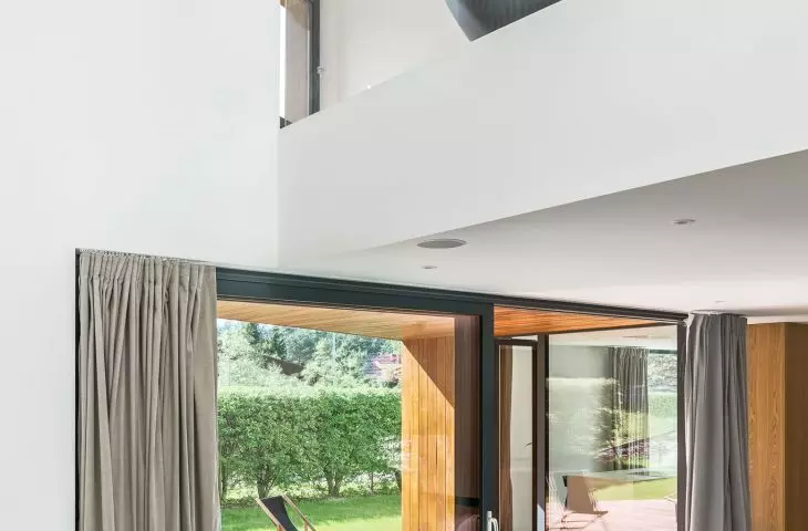 living room overlooking the open floor of the house