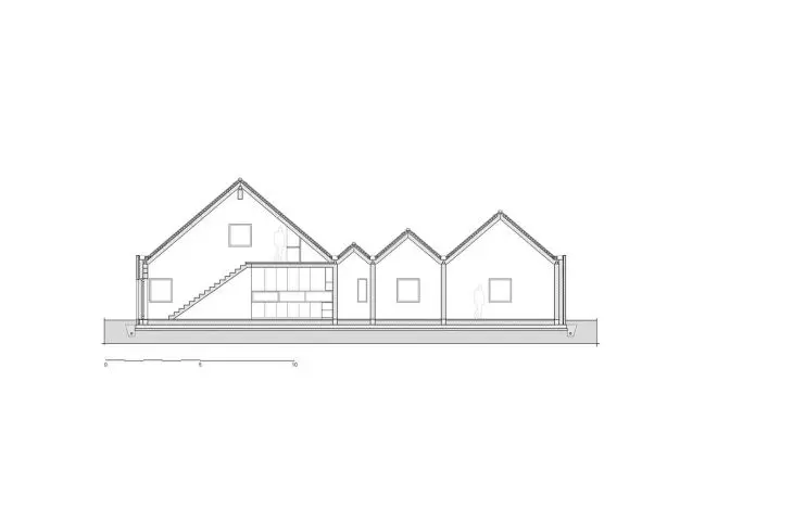 cross-section through living room with mezzanine