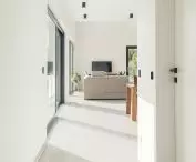 view from the hallway to the living room