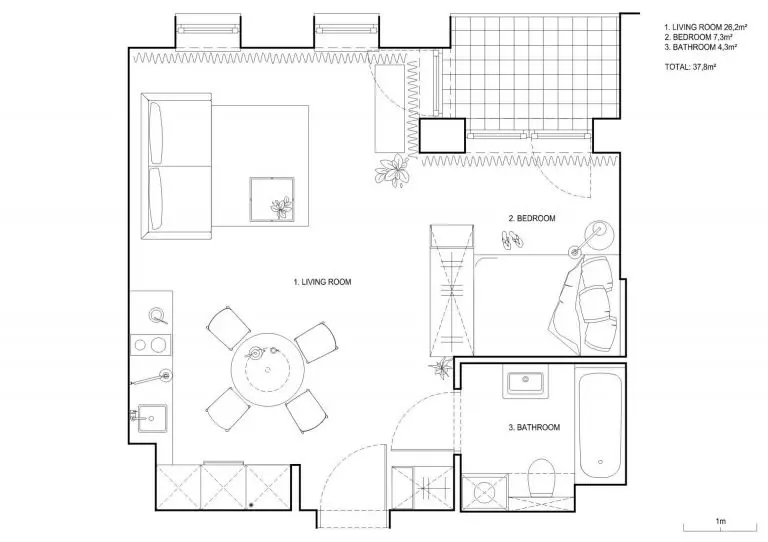 How to functionally design a 37 m2 studio apartment AiB