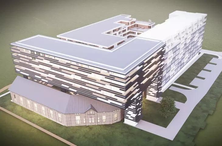Wizualizacja budynku mieszkalnego na Kępie Mieszczańskiej we Wrocławiu