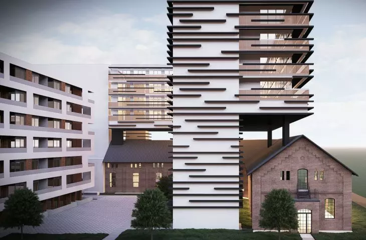 Visualization of a residential building on Kępa Mieszczańska in Wrocław