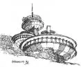 sketch and archival photograph of the observatory