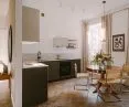 salon z kuchnią i widok na korytarz
