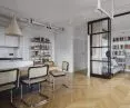 open space of kitchen, living room and study