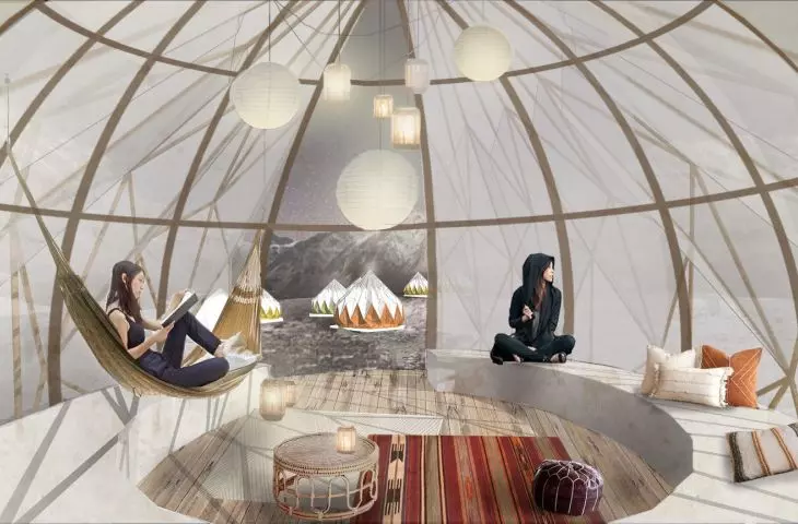 Glamping w Andach, wnętrze jednego z namiotów