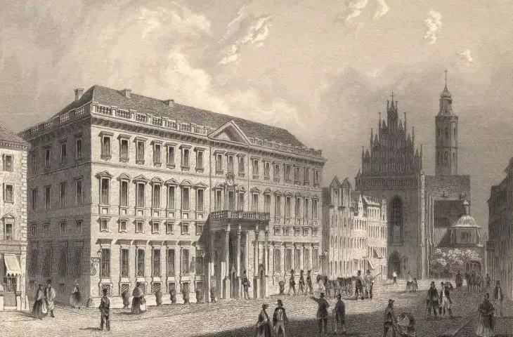 pałac Hatzfeldów, rys. Carl Würbs (1807–1876); Ludwig Rohbock (1824–1893), XIX wiek
