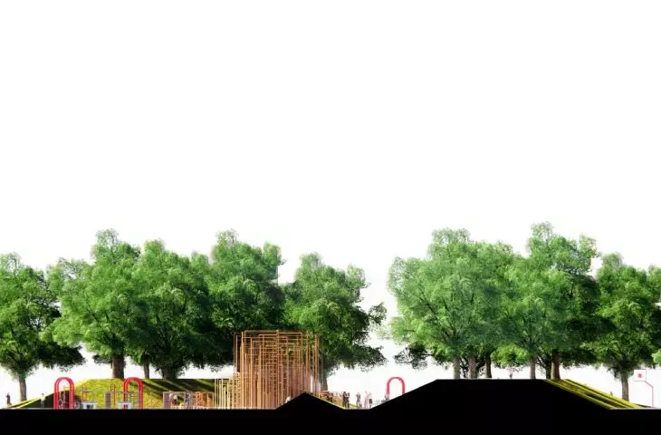 Design of new public spaces in Lodz, cross section