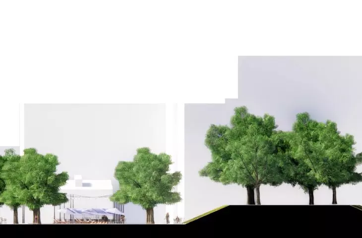Design of new public spaces in Lodz, cross section