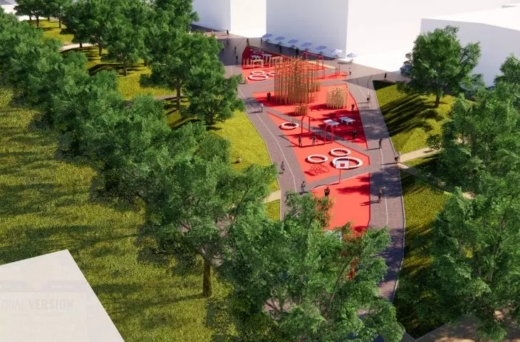 The design incorporates lots of greenery and color accents