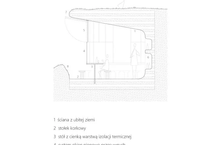 Sala do degustacji wina, detal projektowy