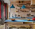 kitchen and table with rebar wire legs