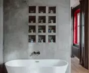 bathtub in the bedroom