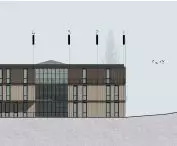 Projekt biblioteki w Krynicy-Zdroju, elewacja południowa