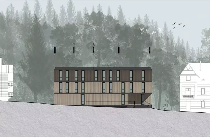 Library project in Krynica-Zdroj, north elevation